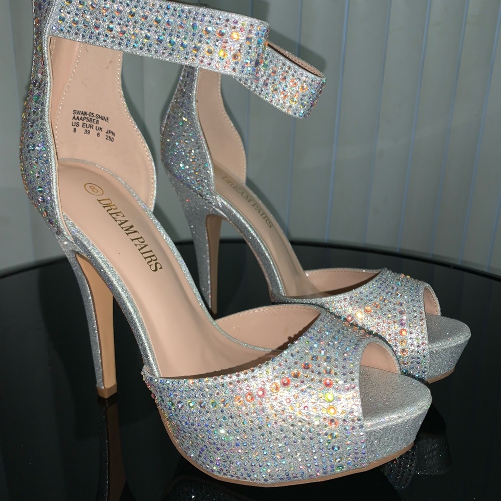 Beautiful bling silver heels